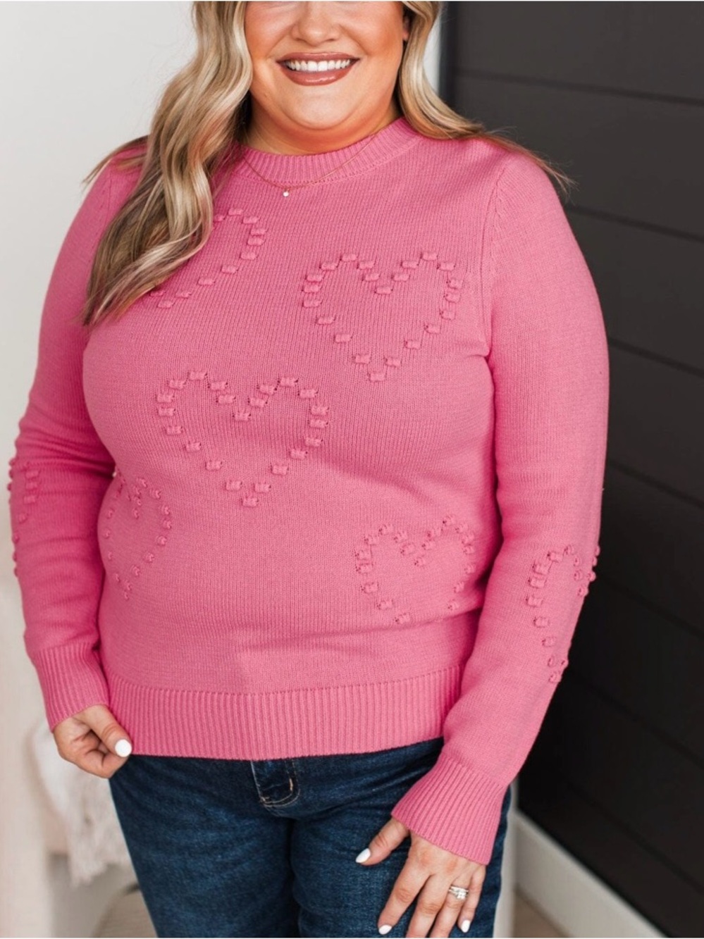PULSE Pink Textured Heart Sweater A Love To Remember Large Valentines